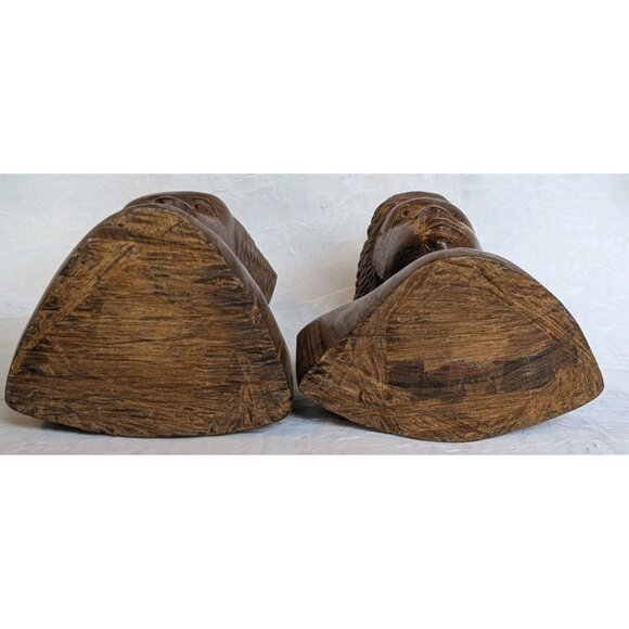 Wooden Handcarved African Statues Head Bust Tribal Man & Woman Pair Folk Art Set - Picture 16 of 16
